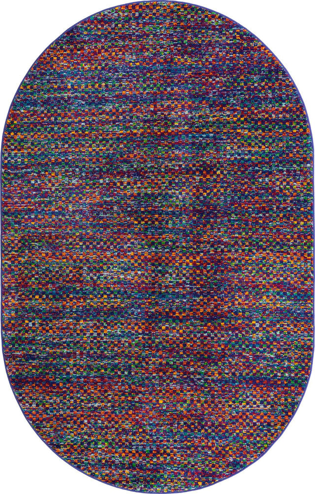 Multicolor 5' 3 x 8' Calypso Oval Area Rug 100% Polypropylene With Cotton Backing Colorful Vivid Traditional Design Carpet for Living Office Dining Rooms for Sale at Rug Engine