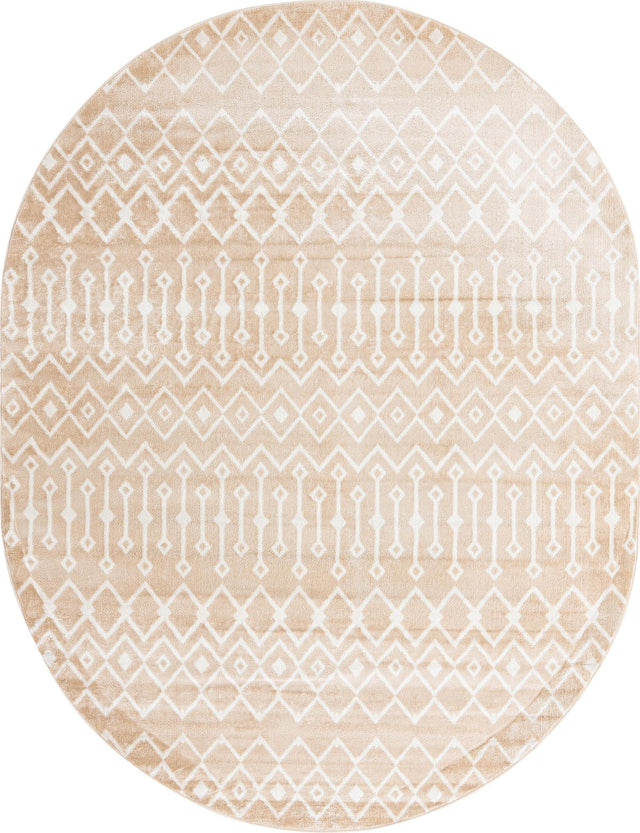 Sand 8' x 10' Bohemian Trellis Oval Area Rug 100% Polypropylene With Cotton Backing Geometric Modern Boho Decor Carpet for Living Rooms Office Dining Kitchen Interior Design for Sale at Rug Engine