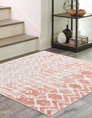 Dusty Rose 5' 3 x 5' 3 Bohemian Trellis Square Area Rug 100% Polypropylene With Cotton Backing Geometric Modern Boho Decor Carpet for Living Rooms Office Dining Kitchen Interior Design for Sale at Rug Engine