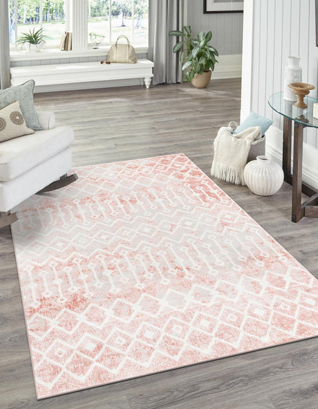 Dusty Rose 3' x 5' 3 Bohemian Trellis Rectangle Area Rug 100% Polypropylene With Cotton Backing Geometric Modern Boho Decor Carpet for Living Rooms Office Dining Kitchen Interior Design for Sale at Rug Engine