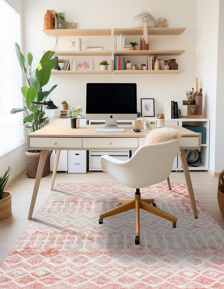 Dusty Rose 3' x 5' 3 Bohemian Trellis Rectangle Area Rug 100% Polypropylene With Cotton Backing Geometric Modern Boho Decor Carpet for Living Rooms Office Dining Kitchen Interior Design for Sale at Rug Engine