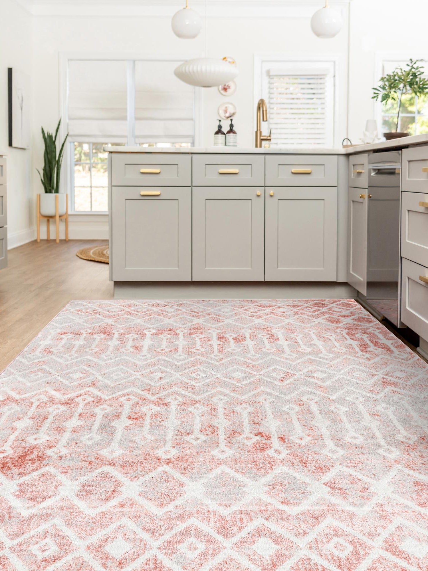 Dusty Rose 3' x 5' 3 Bohemian Trellis Rectangle Area Rug 100% Polypropylene With Cotton Backing Geometric Modern Boho Decor Carpet for Living Rooms Office Dining Kitchen Interior Design for Sale at Rug Engine