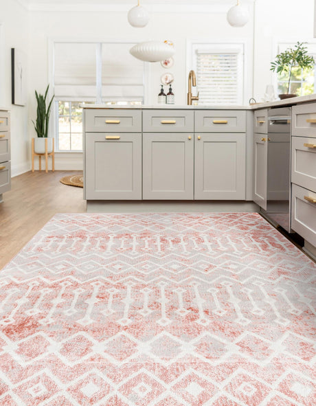 Dusty Rose 3' x 5' 3 Bohemian Trellis Rectangle Area Rug 100% Polypropylene With Cotton Backing Geometric Modern Boho Decor Carpet for Living Rooms Office Dining Kitchen Interior Design for Sale at Rug Engine