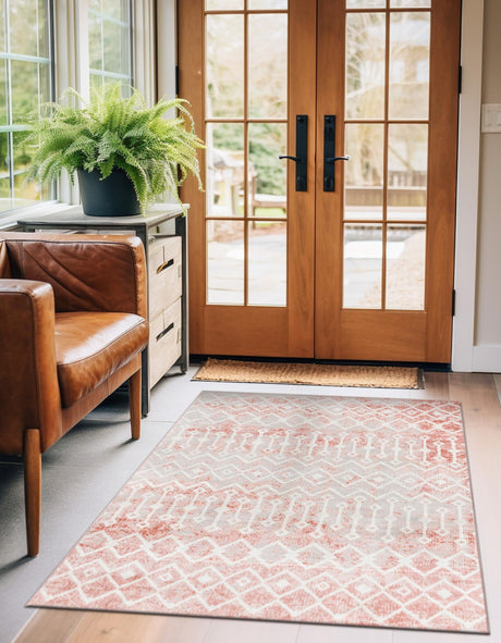 Dusty Rose 3' x 5' 3 Bohemian Trellis Rectangle Area Rug 100% Polypropylene With Cotton Backing Geometric Modern Boho Decor Carpet for Living Rooms Office Dining Kitchen Interior Design for Sale at Rug Engine