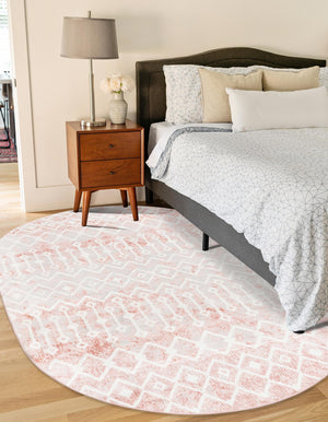 Dusty Rose 5' 3 x 8' Bohemian Trellis Oval Area Rug 100% Polypropylene With Cotton Backing Geometric Modern Boho Decor Carpet for Living Rooms Office Dining Kitchen Interior Design for Sale at Rug Engine