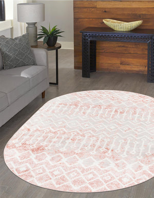 Dusty Rose 8' x 10' Bohemian Trellis Oval Area Rug 100% Polypropylene With Cotton Backing Geometric Modern Boho Decor Carpet for Living Rooms Office Dining Kitchen Interior Design for Sale at Rug Engine