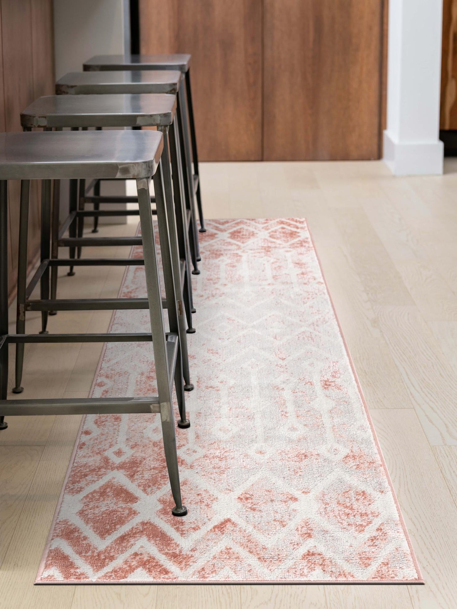 Dusty Rose 2' x 6' Bohemian Trellis Runner Area Rug 100% Polypropylene With Cotton Backing Geometric Modern Boho Decor Carpet for Living Rooms Office Dining Kitchen Interior Design for Sale at Rug Engine