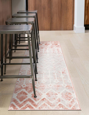Dusty Rose 2' x 6' Bohemian Trellis Runner Area Rug 100% Polypropylene With Cotton Backing Geometric Modern Boho Decor Carpet for Living Rooms Office Dining Kitchen Interior Design for Sale at Rug Engine