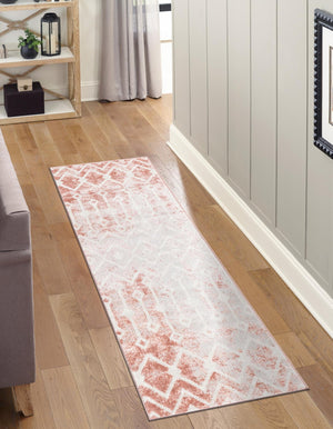 Dusty Rose 2' x 6' Bohemian Trellis Runner Area Rug 100% Polypropylene With Cotton Backing Geometric Modern Boho Decor Carpet for Living Rooms Office Dining Kitchen Interior Design for Sale at Rug Engine