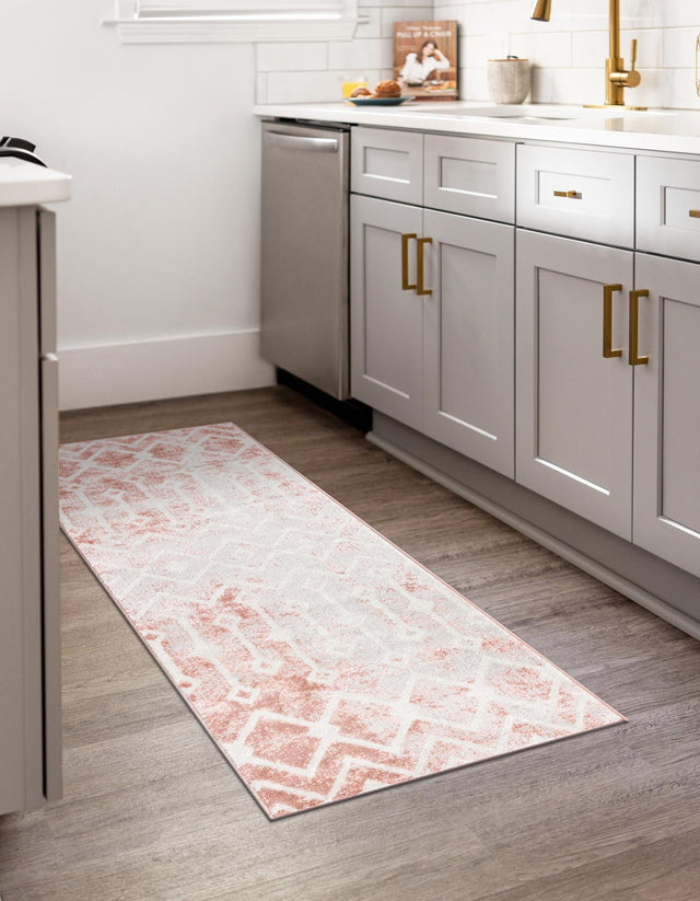 Dusty Rose 2' x 6' Bohemian Trellis Runner Area Rug 100% Polypropylene With Cotton Backing Geometric Modern Boho Decor Carpet for Living Rooms Office Dining Kitchen Interior Design for Sale at Rug Engine