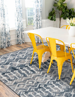 Vintage Blue 10' x 13' Bohemian Trellis Rectangle Area Rug 100% Polypropylene With Cotton Backing Geometric Modern Boho Decor Carpet for Living Rooms Office Dining Kitchen Interior Design for Sale at Rug Engine