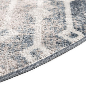 Vintage Blue 7' x 7' Bohemian Trellis Round Area Rug 100% Polypropylene With Cotton Backing Geometric Modern Boho Decor Carpet for Living Rooms Office Dining Kitchen Interior Design for Sale at Rug Engine