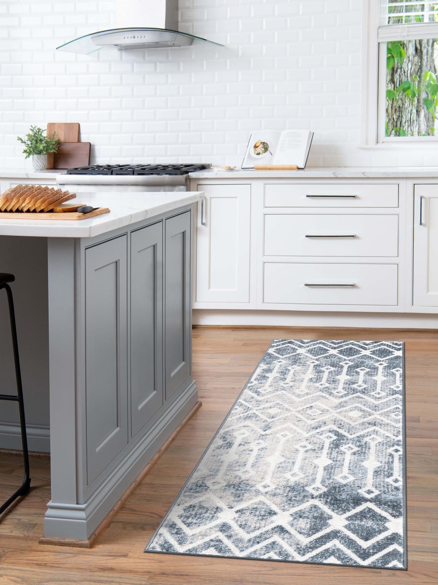 Blue 2' x 4' 1 Bohemian Trellis Runner Area Rug 100% Polypropylene With Cotton Backing Geometric Modern Boho Decor Carpet for Living Rooms Office Dining Kitchen Interior Design for Sale at Rug Engine