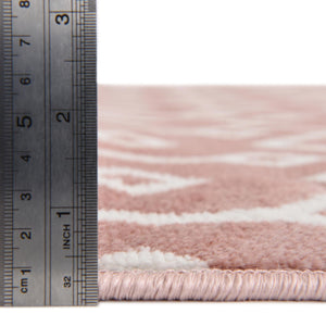 Pink 7' x 7' Bohemian Trellis Octagon Area Rug 100% Polypropylene With Cotton Backing Geometric Modern Boho Decor Carpet for Living Rooms Office Dining Kitchen Interior Design for Sale at Rug Engine