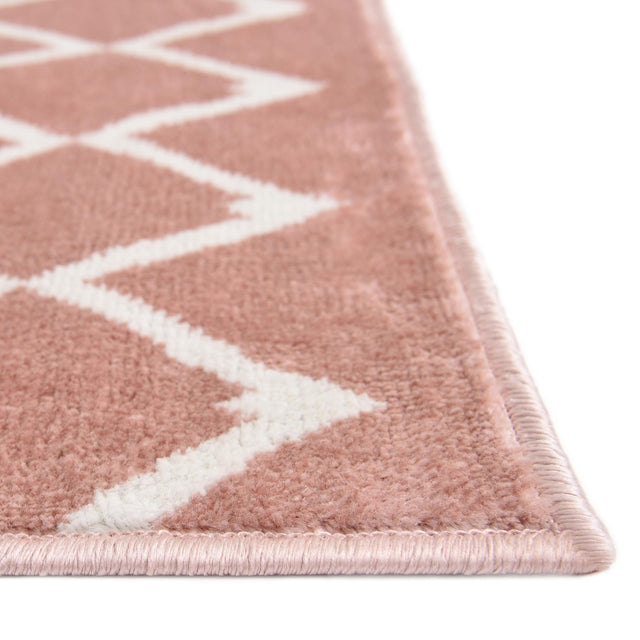 Pink 9' x 12' Bohemian Trellis Rectangle Area Rug 100% Polypropylene With Cotton Backing Geometric Modern Boho Decor Carpet for Living Rooms Office Dining Kitchen Interior Design for Sale at Rug Engine