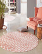 Pink 3' x 3' Bohemian Trellis Round Area Rug 100% Polypropylene With Cotton Backing Geometric Modern Boho Decor Carpet for Living Rooms Office Dining Kitchen Interior Design for Sale at Rug Engine