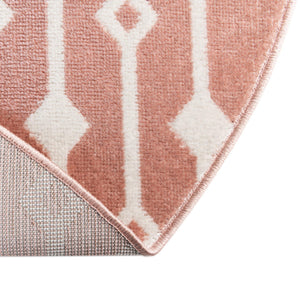 Pink 3' x 3' Bohemian Trellis Round Area Rug 100% Polypropylene With Cotton Backing Geometric Modern Boho Decor Carpet for Living Rooms Office Dining Kitchen Interior Design for Sale at Rug Engine