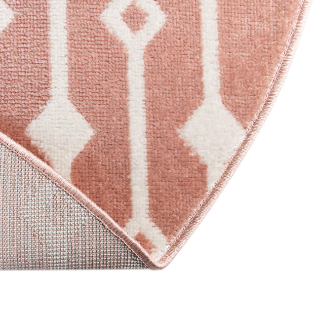 Pink 3' x 3' Bohemian Trellis Round Area Rug 100% Polypropylene With Cotton Backing Geometric Modern Boho Decor Carpet for Living Rooms Office Dining Kitchen Interior Design for Sale at Rug Engine