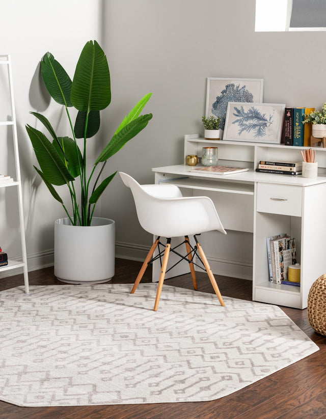 Pearl 7' x 7' Bohemian Trellis Octagon Area Rug 100% Polypropylene With Cotton Backing Geometric Modern Boho Decor Carpet for Living Rooms Office Dining Kitchen Interior Design for Sale at Rug Engine