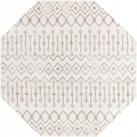 Pearl 7' x 7' Bohemian Trellis Octagon Area Rug 100% Polypropylene With Cotton Backing Geometric Modern Boho Decor Carpet for Living Rooms Office Dining Kitchen Interior Design for Sale at Rug Engine
