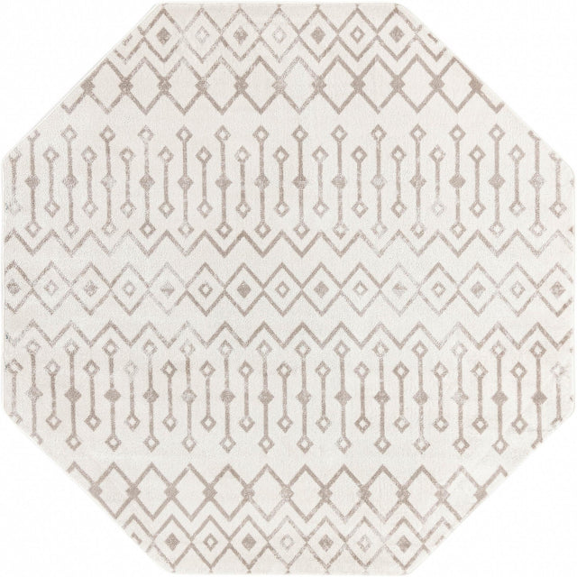 Pearl 7' x 7' Bohemian Trellis Octagon Area Rug 100% Polypropylene With Cotton Backing Geometric Modern Boho Decor Carpet for Living Rooms Office Dining Kitchen Interior Design for Sale at Rug Engine