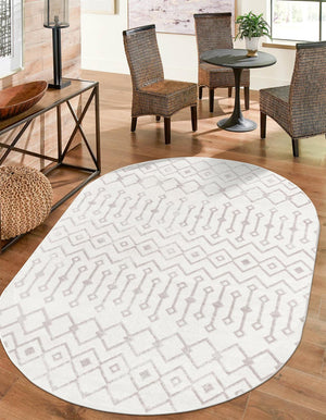 Pearl 5' 3 x 8' Bohemian Trellis Oval Area Rug 100% Polypropylene With Cotton Backing Geometric Modern Boho Decor Carpet for Living Rooms Office Dining Kitchen Interior Design for Sale at Rug Engine