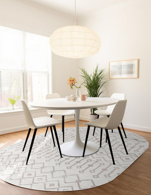 Pearl 5' 3 x 8' Bohemian Trellis Oval Area Rug 100% Polypropylene With Cotton Backing Geometric Modern Boho Decor Carpet for Living Rooms Office Dining Kitchen Interior Design for Sale at Rug Engine