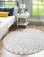 Pearl 3' x 3' Bohemian Trellis Round Area Rug 100% Polypropylene With Cotton Backing Geometric Modern Boho Decor Carpet for Living Rooms Office Dining Kitchen Interior Design for Sale at Rug Engine