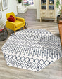Coastal White 7' x 7' Bohemian Trellis Octagon Area Rug 100% Polypropylene With Cotton Backing Geometric Modern Boho Decor Carpet for Living Rooms Office Dining Kitchen Interior Design for Sale at Rug Engine