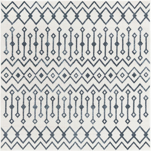Coastal White 6' x 6' Bohemian Trellis Square Area Rug 100% Polypropylene With Cotton Backing Geometric Modern Boho Decor Carpet for Living Rooms Office Dining Kitchen Interior Design for Sale at Rug Engine