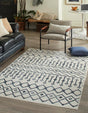 Coastal White 10' x 14' Bohemian Trellis Rectangle Area Rug 100% Polypropylene With Cotton Backing Geometric Modern Boho Decor Carpet for Living Rooms Office Dining Kitchen Interior Design for Sale at Rug Engine