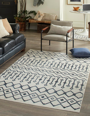 Coastal White 1' 4 x 1' 4 Bohemian Trellis Sample Area Rug 100% Polypropylene With Cotton Backing Geometric Modern Boho Decor Carpet for Living Rooms Office Dining Kitchen Interior Design for Sale at Rug Engine