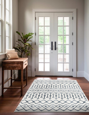 Coastal White 10' x 14' Bohemian Trellis Rectangle Area Rug 100% Polypropylene With Cotton Backing Geometric Modern Boho Decor Carpet for Living Rooms Office Dining Kitchen Interior Design for Sale at Rug Engine