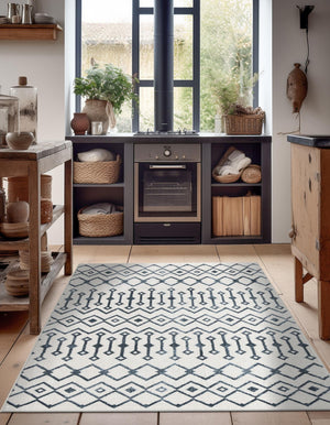 Coastal White 10' x 13' Bohemian Trellis Rectangle Area Rug 100% Polypropylene With Cotton Backing Geometric Modern Boho Decor Carpet for Living Rooms Office Dining Kitchen Interior Design for Sale at Rug Engine