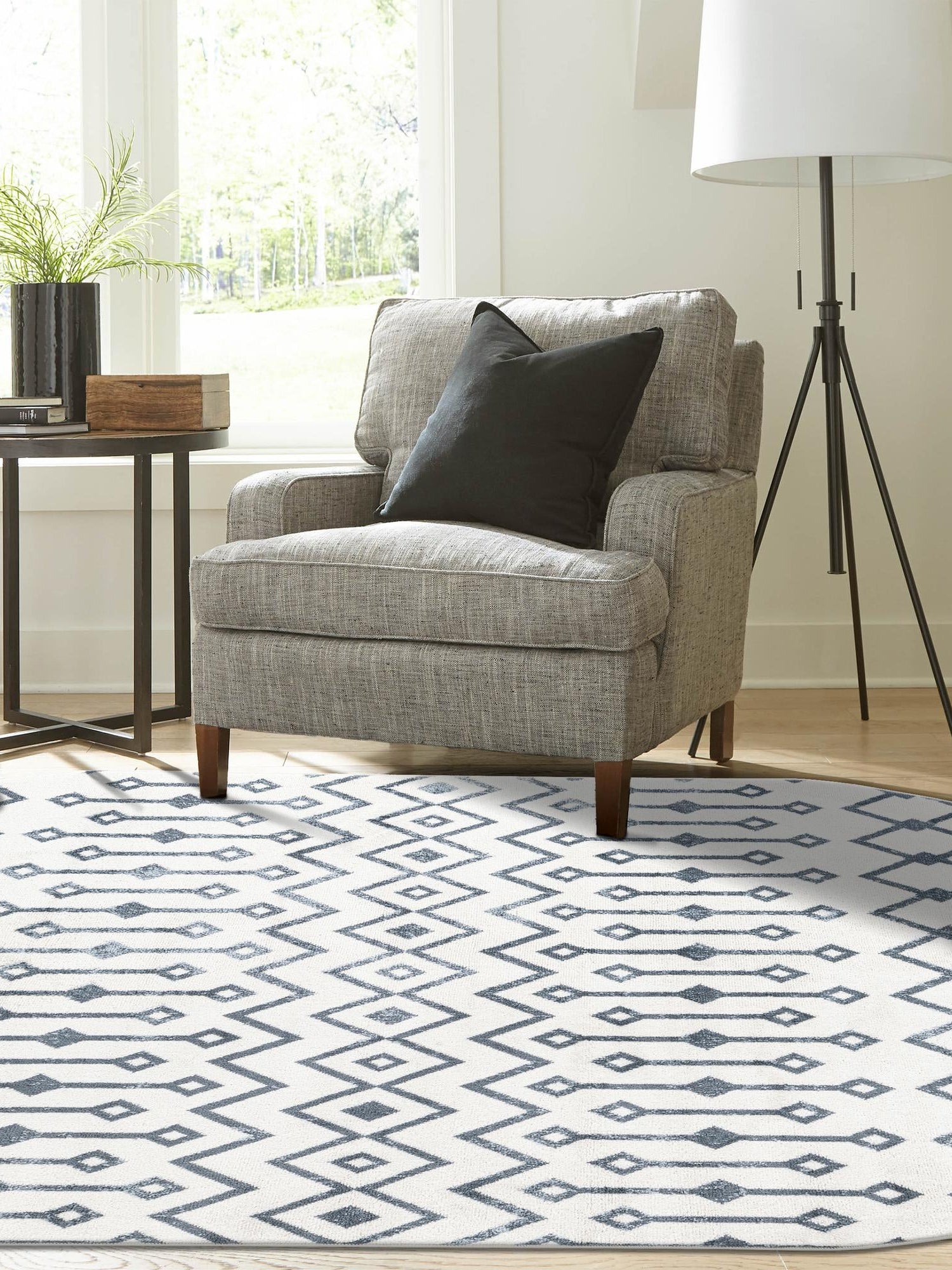 Coastal White 5' 3 x 8' Bohemian Trellis Oval Area Rug 100% Polypropylene With Cotton Backing Geometric Modern Boho Decor Carpet for Living Rooms Office Dining Kitchen Interior Design for Sale at Rug Engine