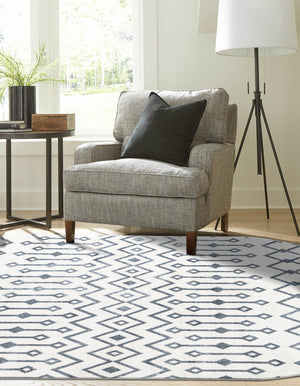 Coastal White 5' 3 x 8' Bohemian Trellis Oval Area Rug 100% Polypropylene With Cotton Backing Geometric Modern Boho Decor Carpet for Living Rooms Office Dining Kitchen Interior Design for Sale at Rug Engine