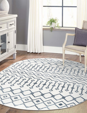 Coastal White 5' 3 x 8' Bohemian Trellis Oval Area Rug 100% Polypropylene With Cotton Backing Geometric Modern Boho Decor Carpet for Living Rooms Office Dining Kitchen Interior Design for Sale at Rug Engine