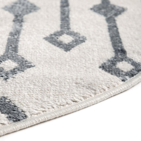 Coastal White 7' x 7' Bohemian Trellis Round Area Rug 100% Polypropylene With Cotton Backing Geometric Modern Boho Decor Carpet for Living Rooms Office Dining Kitchen Interior Design for Sale at Rug Engine