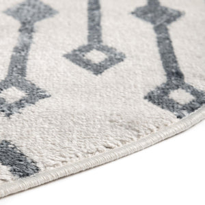 Coastal White 3' x 3' Bohemian Trellis Round Area Rug 100% Polypropylene With Cotton Backing Geometric Modern Boho Decor Carpet for Living Rooms Office Dining Kitchen Interior Design for Sale at Rug Engine