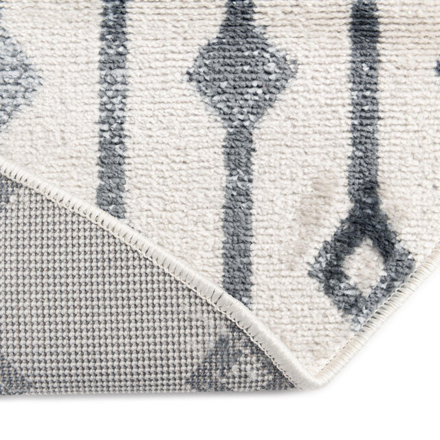 Coastal White 3' x 3' Bohemian Trellis Round Area Rug 100% Polypropylene With Cotton Backing Geometric Modern Boho Decor Carpet for Living Rooms Office Dining Kitchen Interior Design for Sale at Rug Engine
