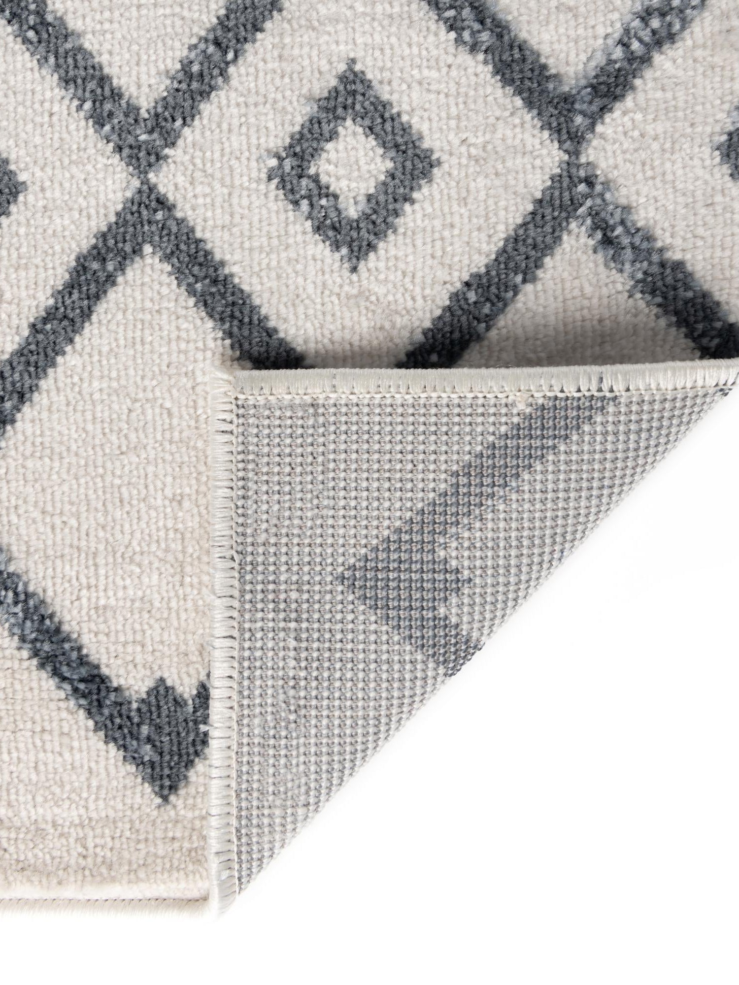 Coastal White 6' x 6' Bohemian Trellis Square Area Rug 100% Polypropylene With Cotton Backing Geometric Modern Boho Decor Carpet for Living Rooms Office Dining Kitchen Interior Design for Sale at Rug Engine