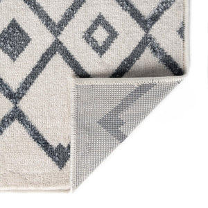 Coastal White 6' x 6' Bohemian Trellis Square Area Rug 100% Polypropylene With Cotton Backing Geometric Modern Boho Decor Carpet for Living Rooms Office Dining Kitchen Interior Design for Sale at Rug Engine