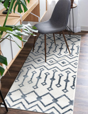 Coastal White 2' 7 x 10' Bohemian Trellis Runner Area Rug 100% Polypropylene With Cotton Backing Geometric Modern Boho Decor Carpet for Living Rooms Office Dining Kitchen Interior Design for Sale at Rug Engine