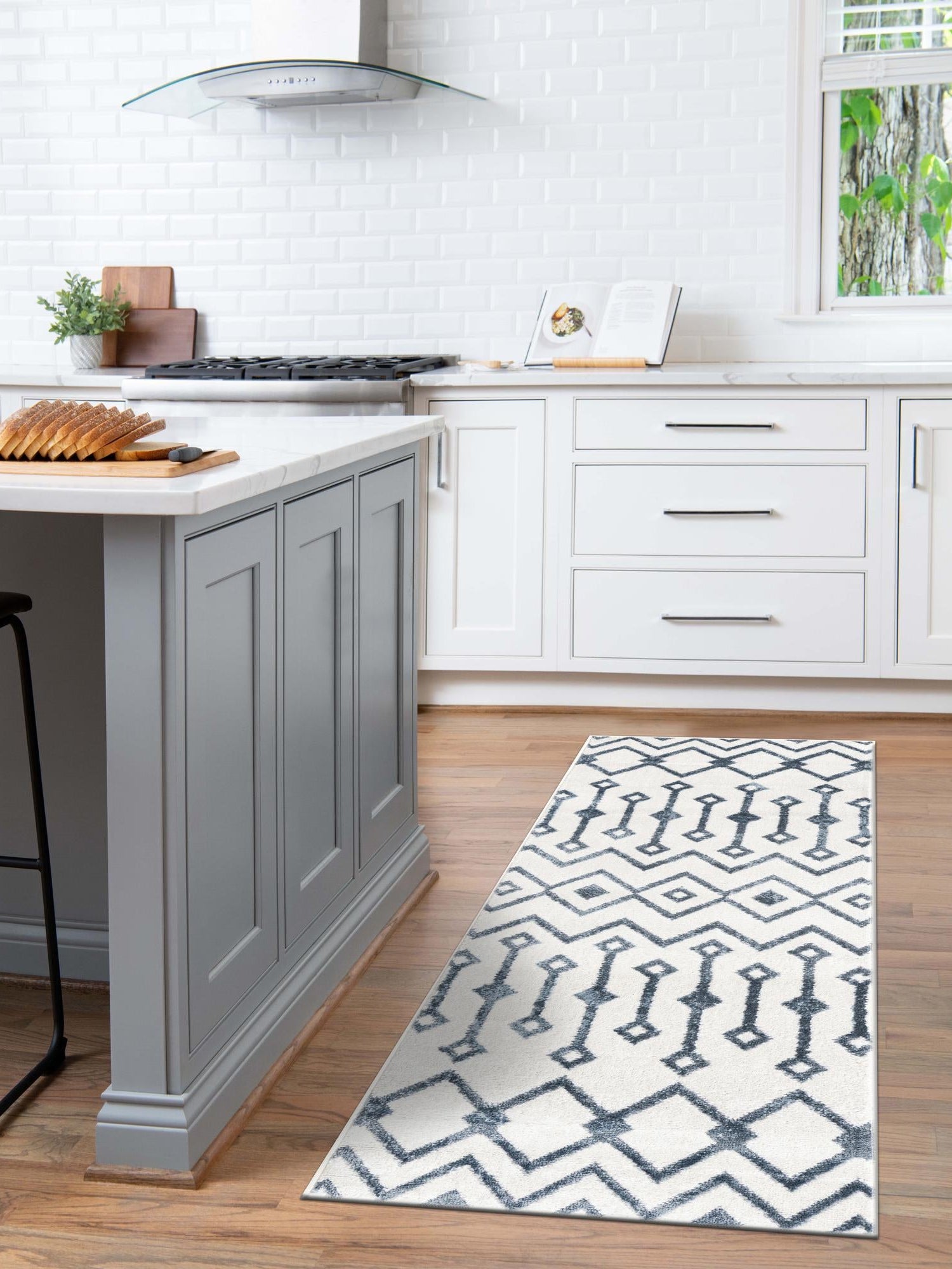 Coastal White 2' 7 x 10' Bohemian Trellis Runner Area Rug 100% Polypropylene With Cotton Backing Geometric Modern Boho Decor Carpet for Living Rooms Office Dining Kitchen Interior Design for Sale at Rug Engine