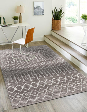 Stone Gray 9' x 12' Bohemian Trellis Rectangle Area Rug 100% Polypropylene With Cotton Backing Geometric Modern Boho Decor Carpet for Living Rooms Office Dining Kitchen Interior Design for Sale at Rug Engine