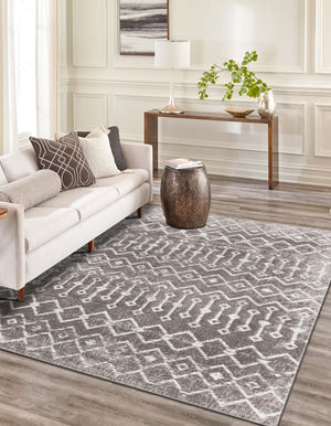 Stone Gray 9' x 12' Bohemian Trellis Rectangle Area Rug 100% Polypropylene With Cotton Backing Geometric Modern Boho Decor Carpet for Living Rooms Office Dining Kitchen Interior Design for Sale at Rug Engine