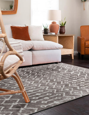 Stone Gray 9' x 12' Bohemian Trellis Rectangle Area Rug 100% Polypropylene With Cotton Backing Geometric Modern Boho Decor Carpet for Living Rooms Office Dining Kitchen Interior Design for Sale at Rug Engine