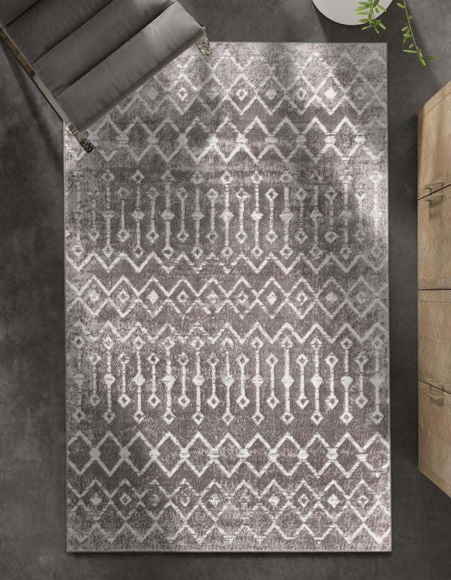 Stone Gray 8' x 11' Bohemian Trellis Rectangle Area Rug 100% Polypropylene With Cotton Backing Geometric Modern Boho Decor Carpet for Living Rooms Office Dining Kitchen Interior Design for Sale at Rug Engine