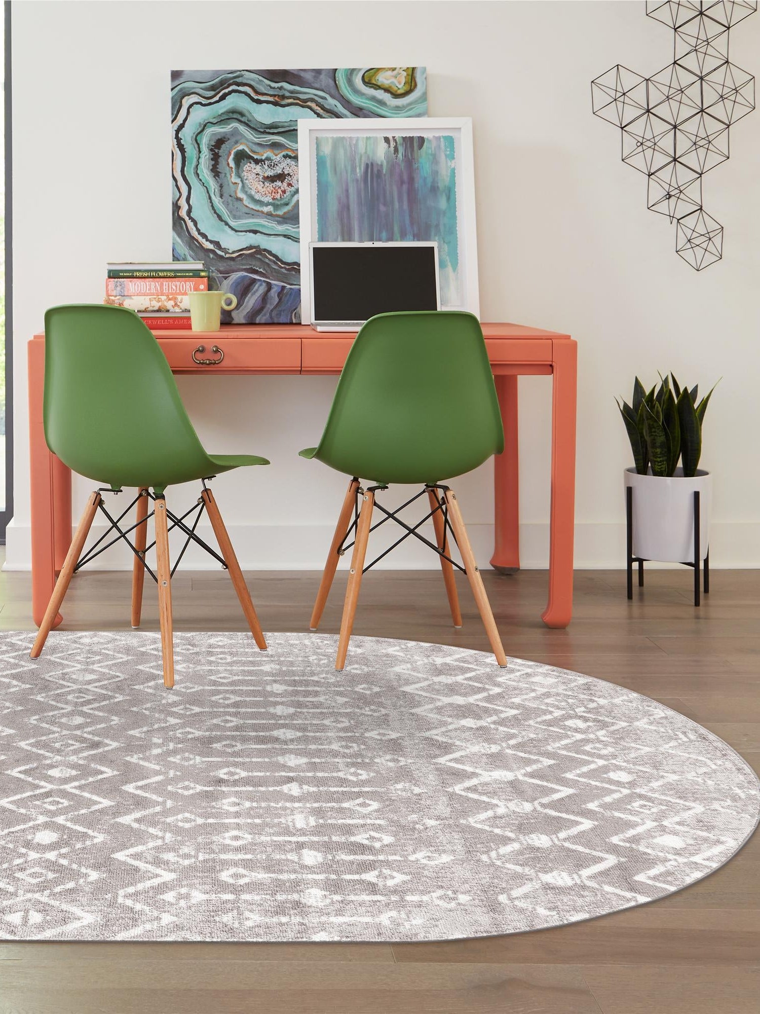 Stone Gray 4' x 6' Bohemian Trellis Oval Area Rug 100% Polypropylene With Cotton Backing Geometric Modern Boho Decor Carpet for Living Rooms Office Dining Kitchen Interior Design for Sale at Rug Engine