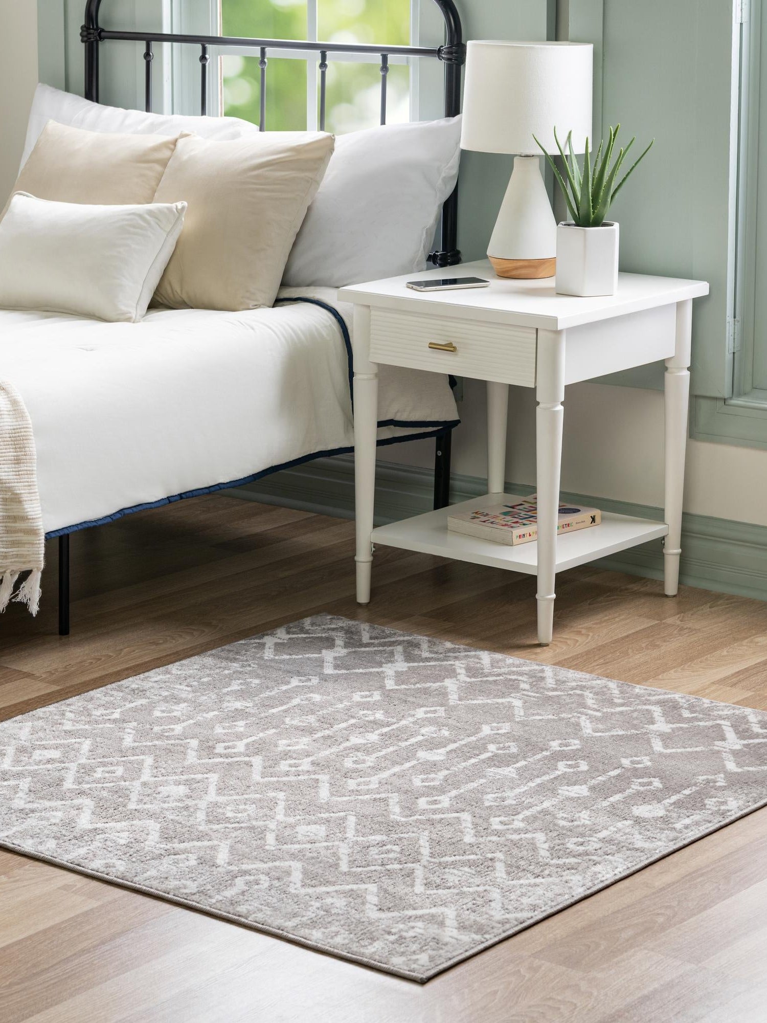Stone Gray 5' 3 x 5' 3 Bohemian Trellis Square Area Rug 100% Polypropylene With Cotton Backing Geometric Modern Boho Decor Carpet for Living Rooms Office Dining Kitchen Interior Design for Sale at Rug Engine
